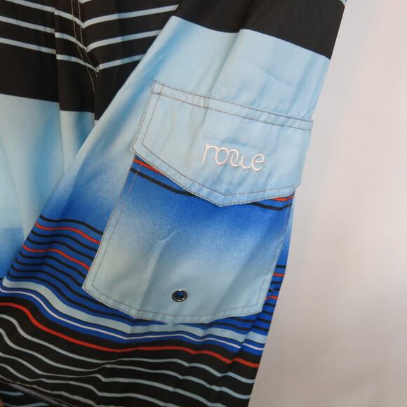 NONWE *NWT* Board Shorts/Swim Trunks Size 30 Blue Striped Lined Surf Beach - Picture 2 of 7